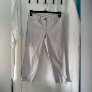 Anne Taylor Loft Striped‎ Grey/White Cropped Pants Size 4